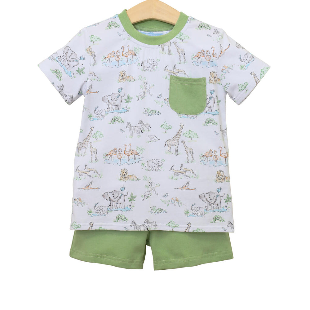 Trotter Street - Safari Animals Pocket Short Set