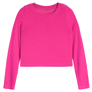 LS Seamless Rib Top Hot Pink