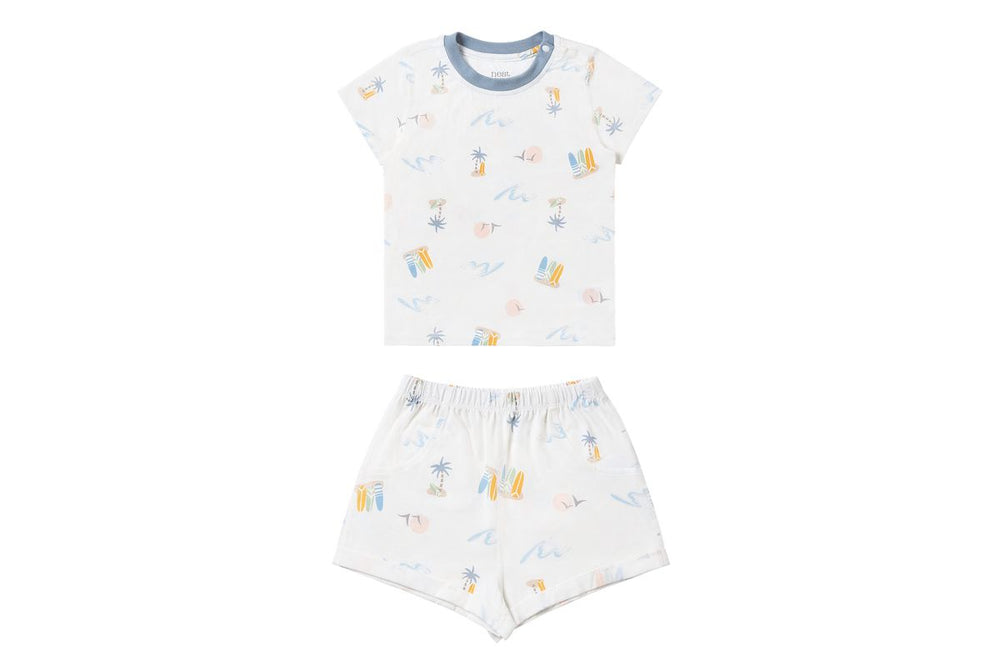 Petite Revery - Surfs Up Short Sleeve Two-Piece PJ Set