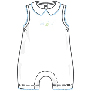 Magnolia Baby - Tiny Tee Time Light Blue Emb Collared S/less Short Playsuit