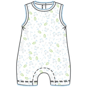 Magnolia Baby - Tiny Tee Time Light Blue Printed S/less Short Playsuit