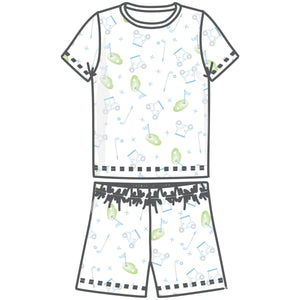 Magnolia Baby - Tiny Tee Time Light Blue Short Pajamas