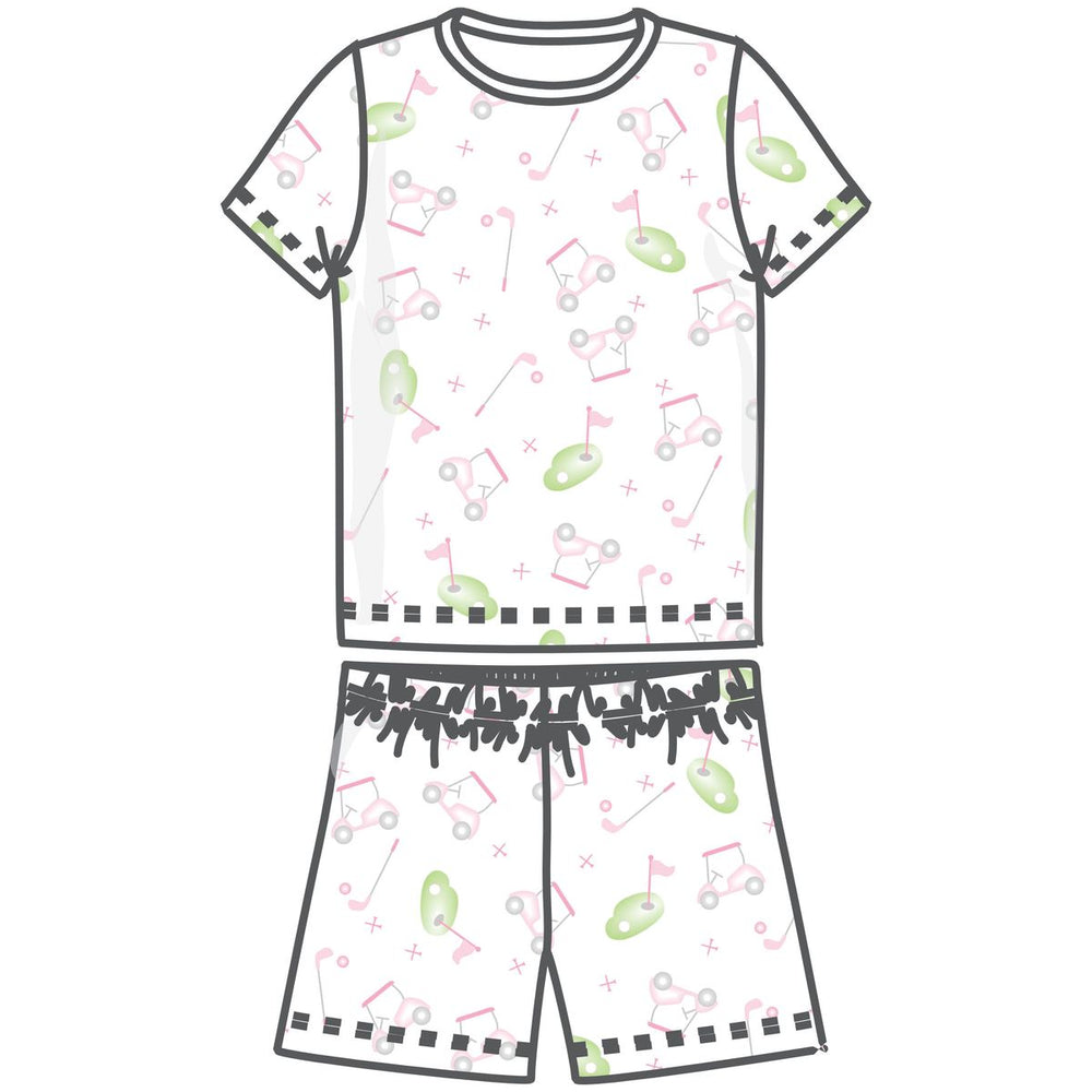 Magnolia Baby - Tiny Tee Time Pink Short Pajamas