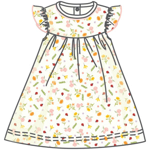 Luna + Arlo - Bugs and Blossoms Ivory Flutters Toddler Dress