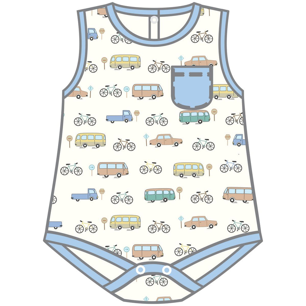 Luna & Arlo - On the Move Sky Sleeveless Bodysuit