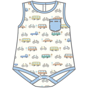 Luna & Arlo - On the Move Sky Sleeveless Bodysuit