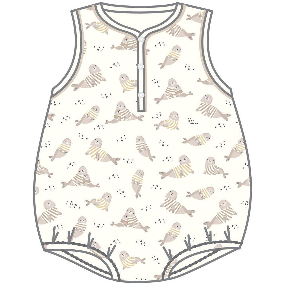 Luna & Arlo - Walrus Cuddles Driftwood Front Snap S/less Bubble