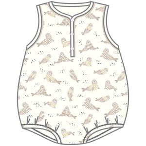 Luna & Arlo - Walrus Cuddles Driftwood Front Snap S/less Bubble