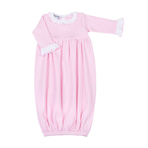 Magnolia Baby - Mini Stripes Pink Ruffle Gathered Gown