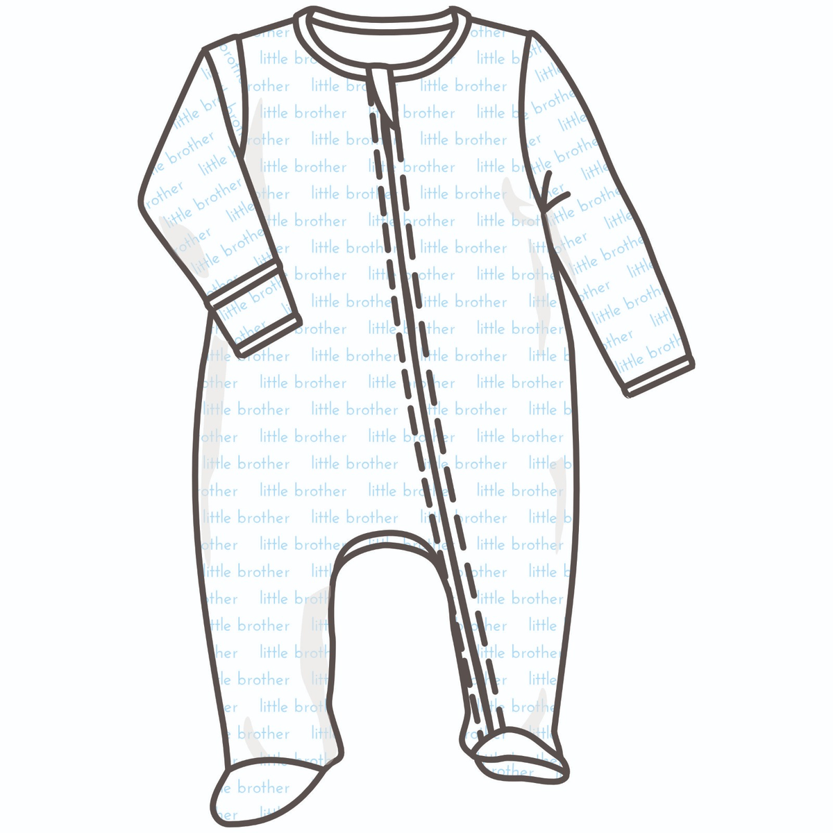 Magnolia Baby Little Brother print zip footie featuring adorable baby onesie with fun graphic design and soft fabric.