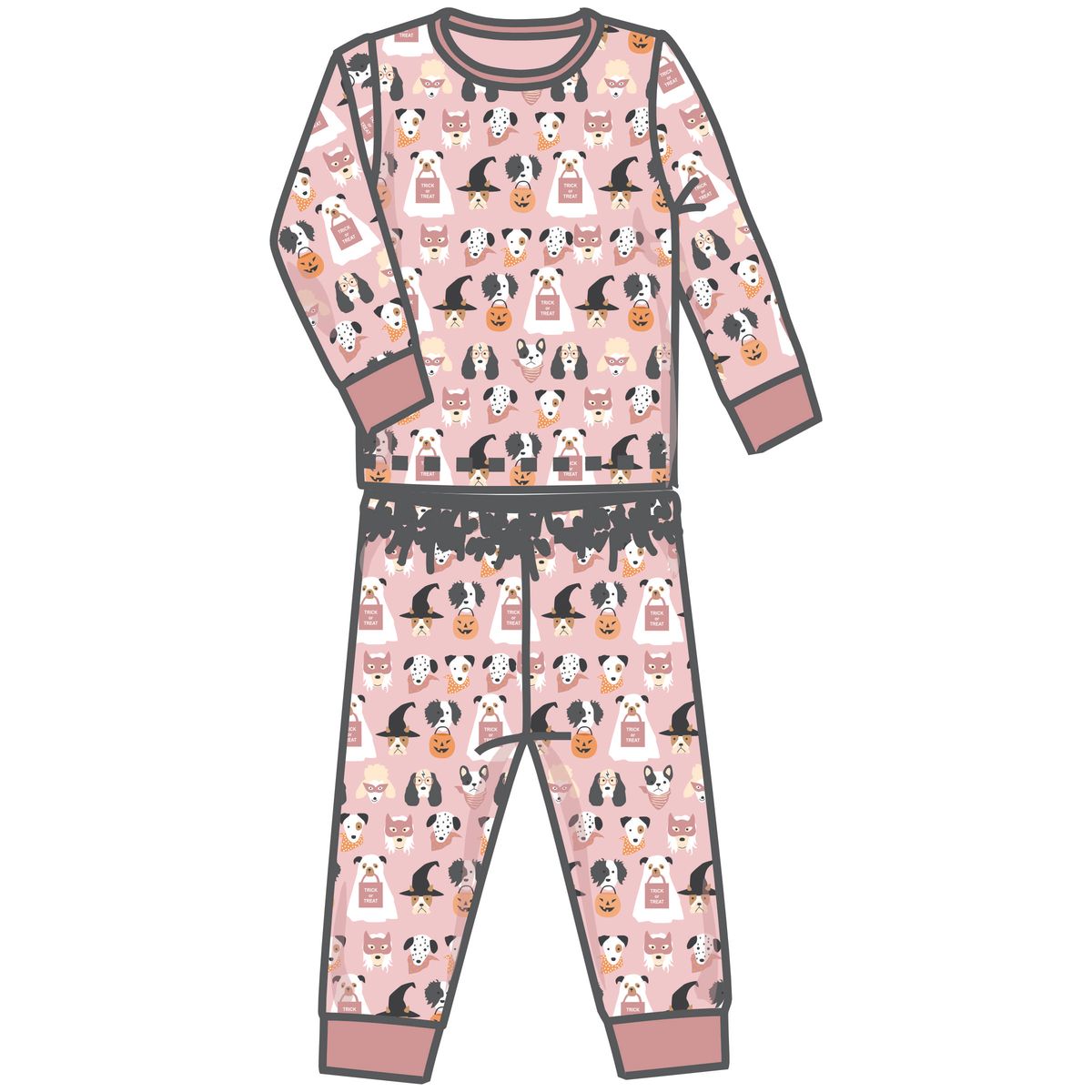 Halloween Hounds Dusty Rose Long Pajamas