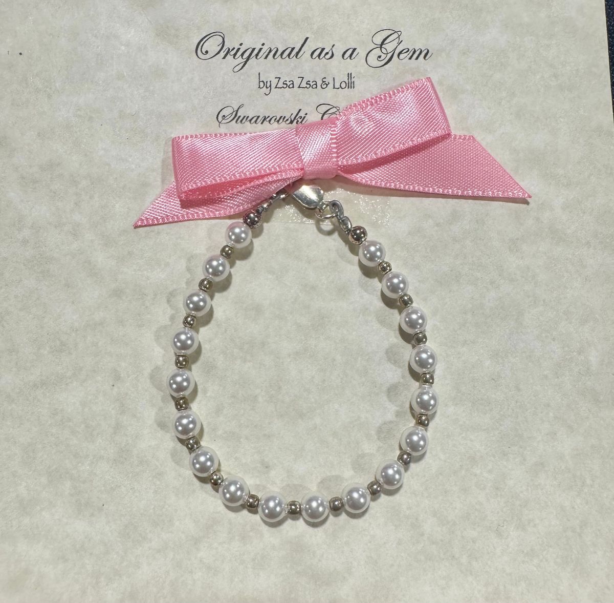 Alternating 4mm White Pearl & 2mm Sterling Silver Bead