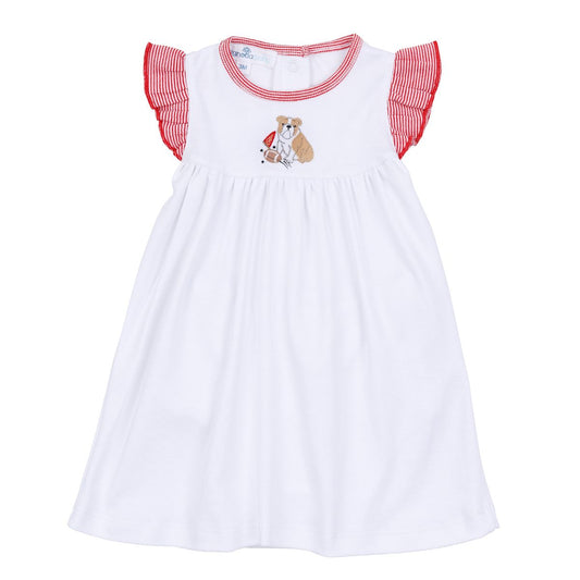 Magnolia Baby - Go Dawgs! Red Emb Flutters Toddler Dress