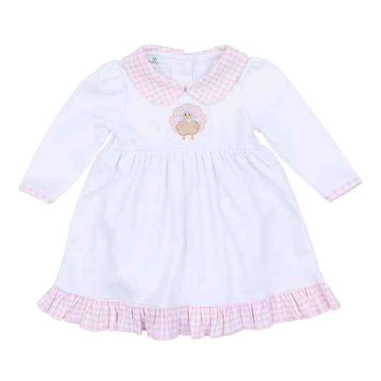 Magnolia Baby - Pilgrim Pals Applique Pink Collared L/S Dress Set