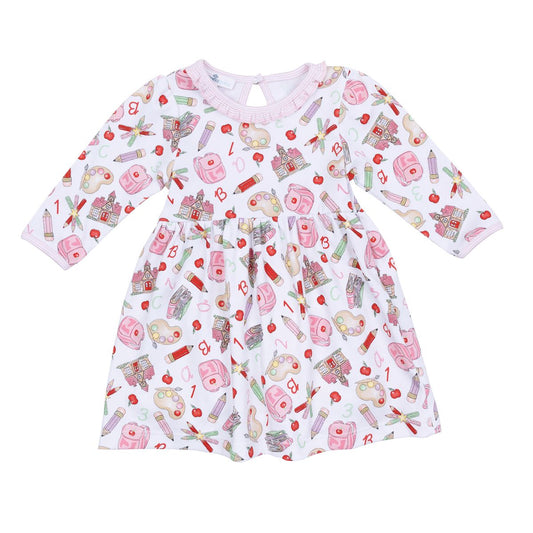 Magnolia Baby - School Day Sweetness Pink L/S Toddler Dress