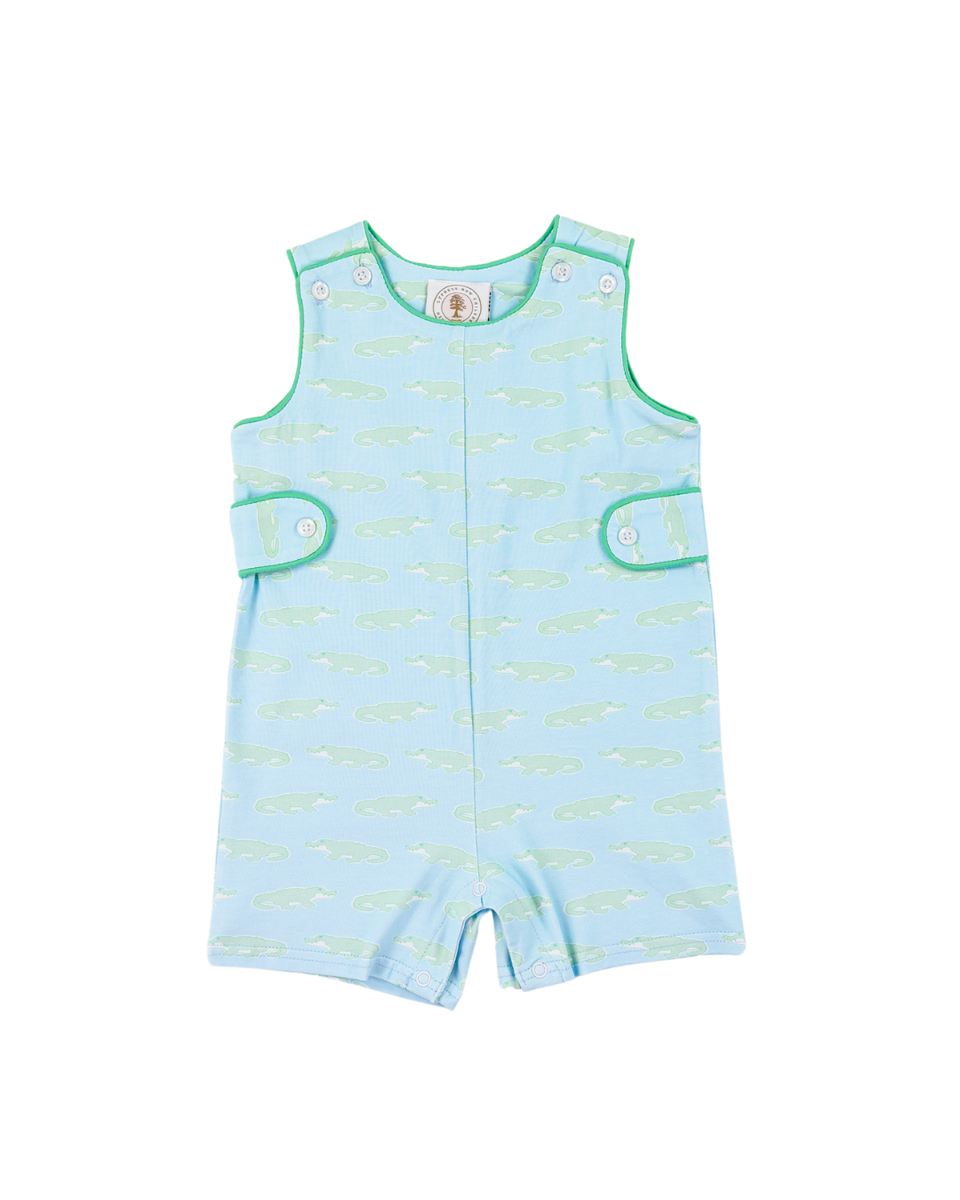 Cypress Row A Little Snappy Jonah Jon Jon in navy blue fabric with snap closures and ribbed cuffs for infants.