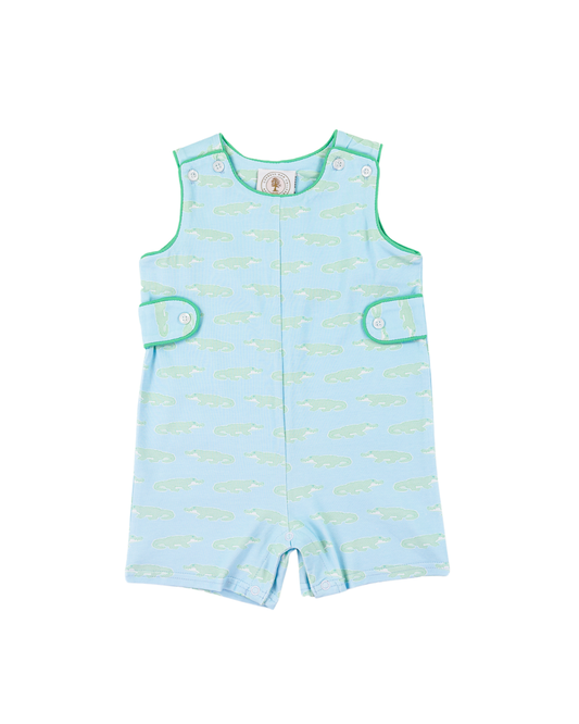 Cypress Row A Little Snappy Jonah Jon Jon in navy blue fabric with snap closures and ribbed cuffs for infants.