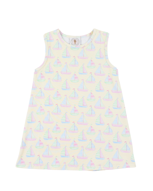 Seas the Day sleeveless Susie swing dress by Cypress Row, featuring a flowy fit and nautical-inspired print.