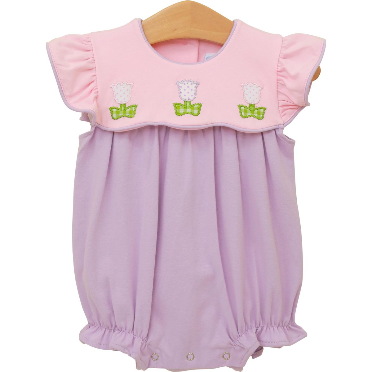 baby girl bubble with tulip applique