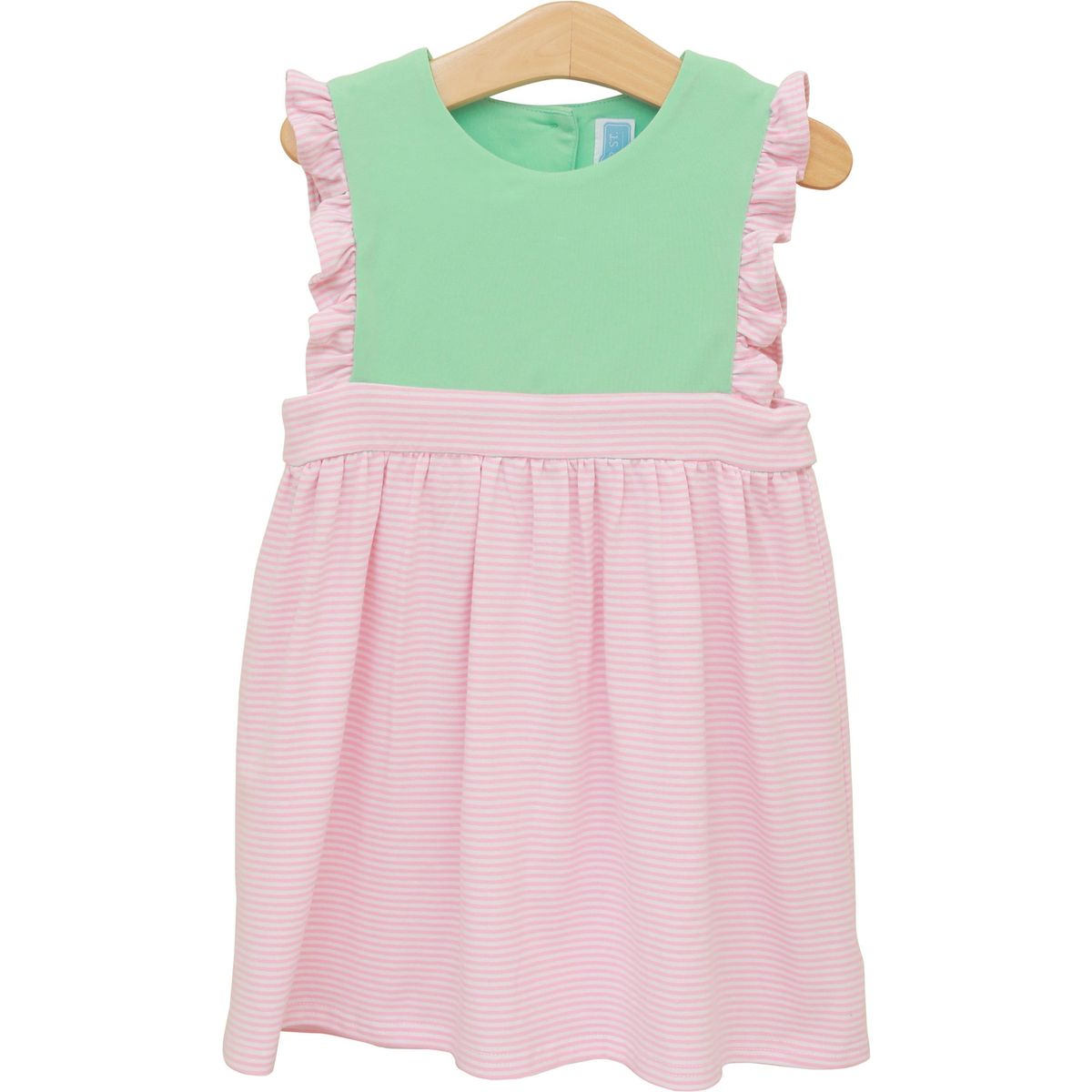 sea glass chest with pink and white stripe skirt girl dress