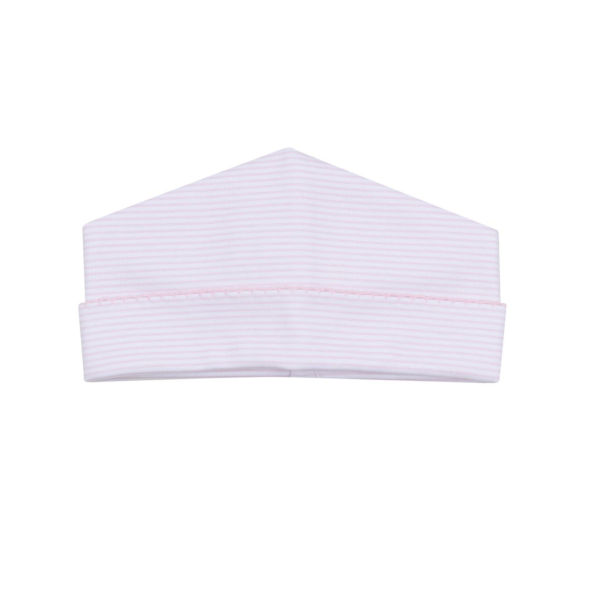 Pink and white striped Magnolia Baby mini hat with a soft, stretchy fabric for babies.