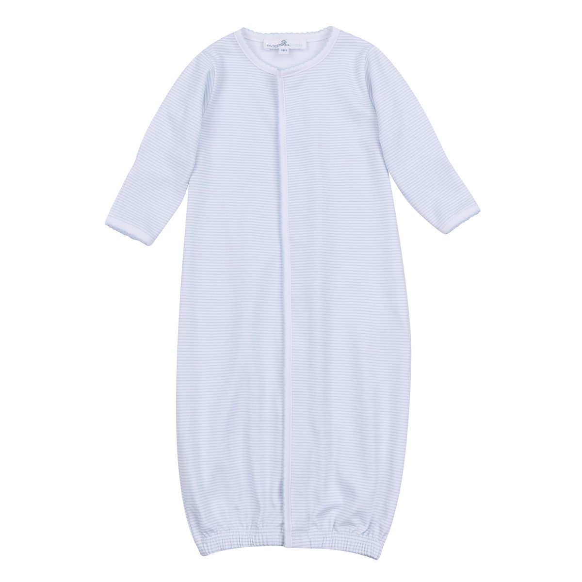 Mini Stripes Light Blue Converter by Magnolia Baby, soft fabric with blue and white stripe pattern, designed for baby accessories.