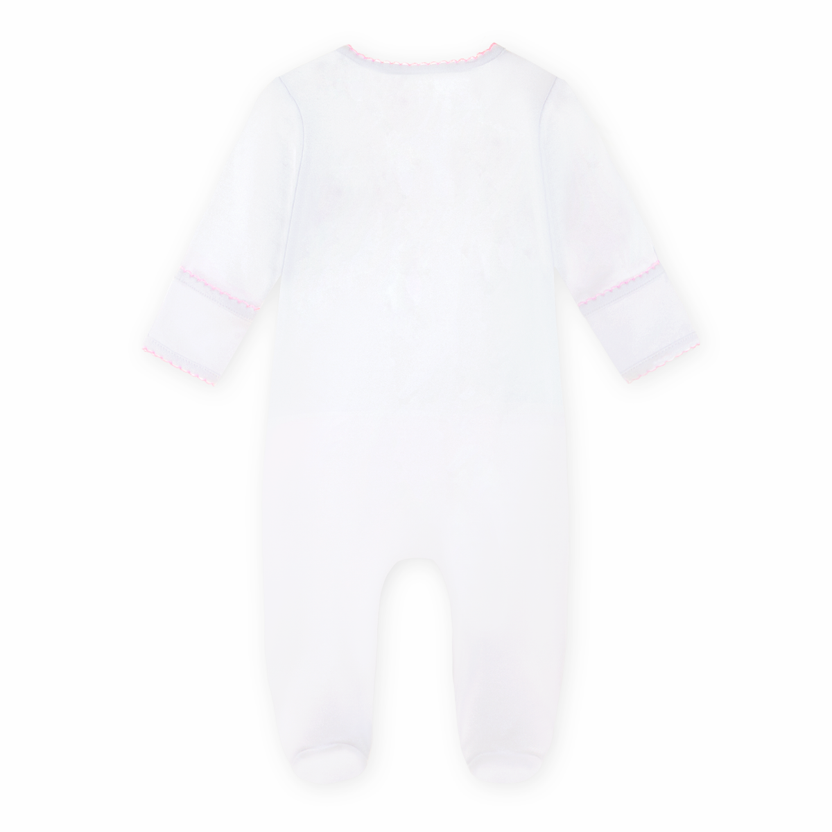 Magnolia Baby Noah's Ark pink footie featuring colorful animal prints and soft fabric for infants.