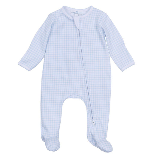 Magnolia Baby - Peek-A-Boo Wishes Light Blue Zipper Footie
