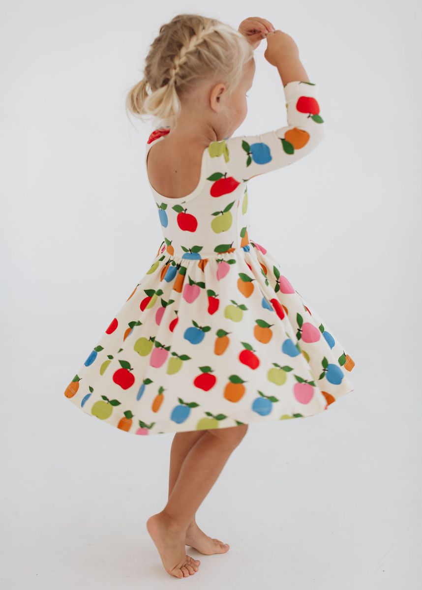 3/4 Sleeve Twirl Dress in Apples