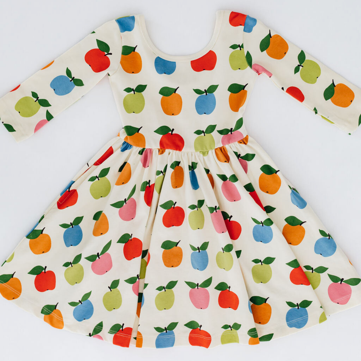 3/4 Sleeve Twirl Dress in Apples