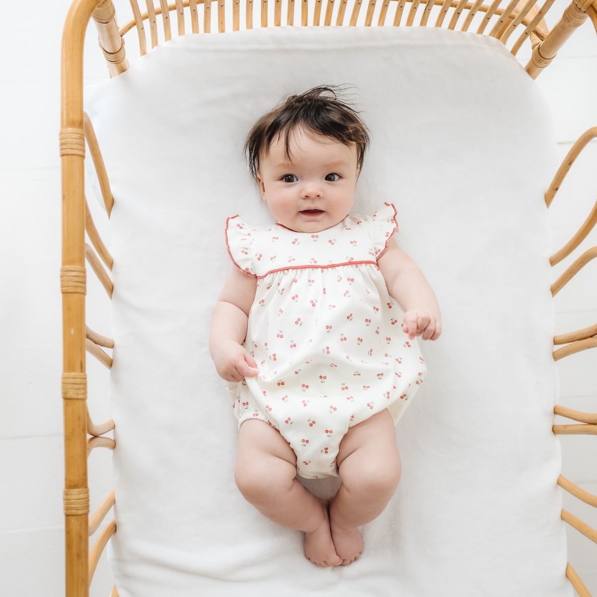 Cherry Grove Ivory Flutters Bubble by Luna + Arlo, a soft, bubbly fabric garment with flutter details in ivory color.