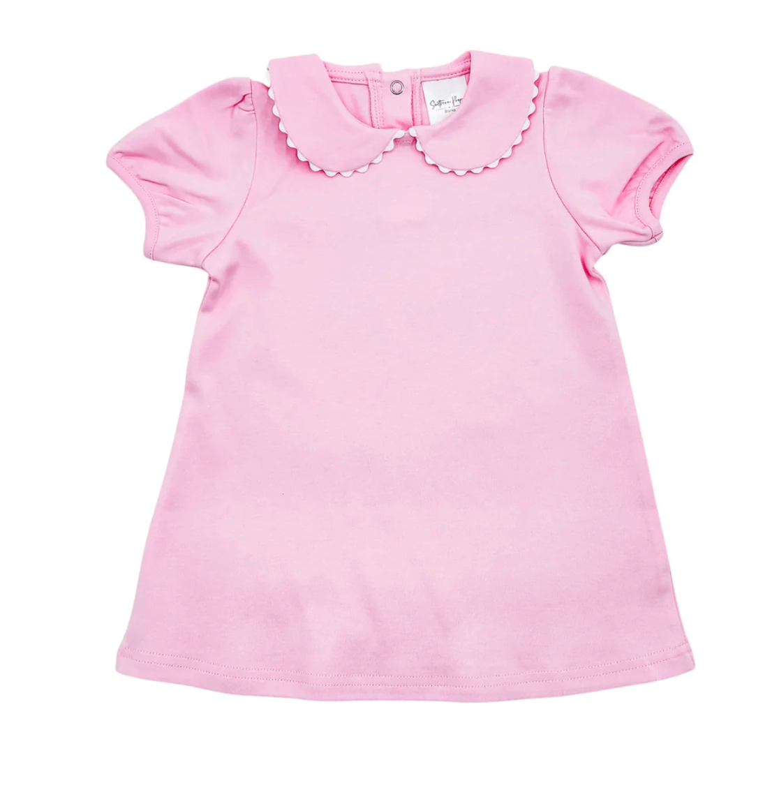 Pink SS Scalloped Collar Dress