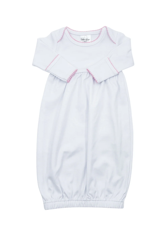 White w/Pink Picot Trim Gown
