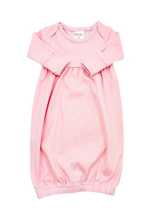 Pink w/White Picot Trim Gown
