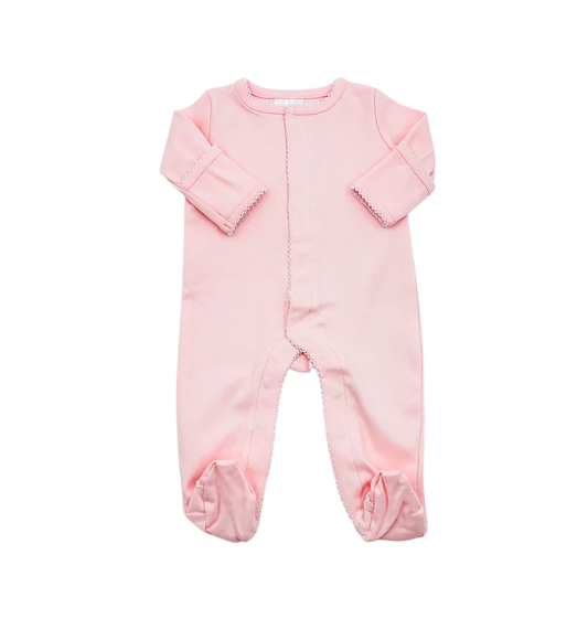 Pink w/White Picot Trim Footie