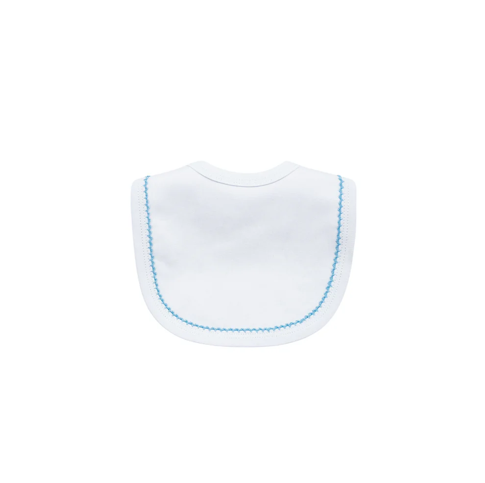 White w/Blue Picot Trim Bib