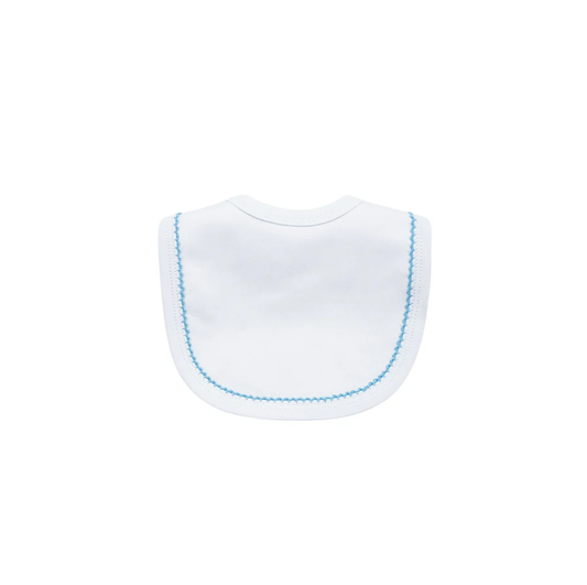White w/Blue Picot Trim Bib