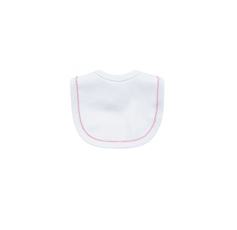 White w/Pink Picot Trim Bib