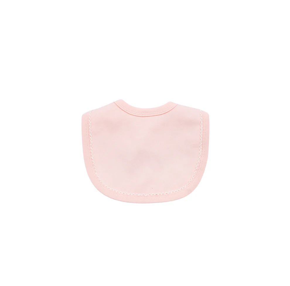 Pink w/White Picot Trim Bib
