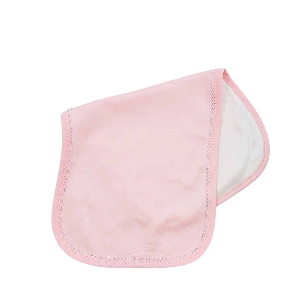 Pink w/White Picot Trim Burp Cloth