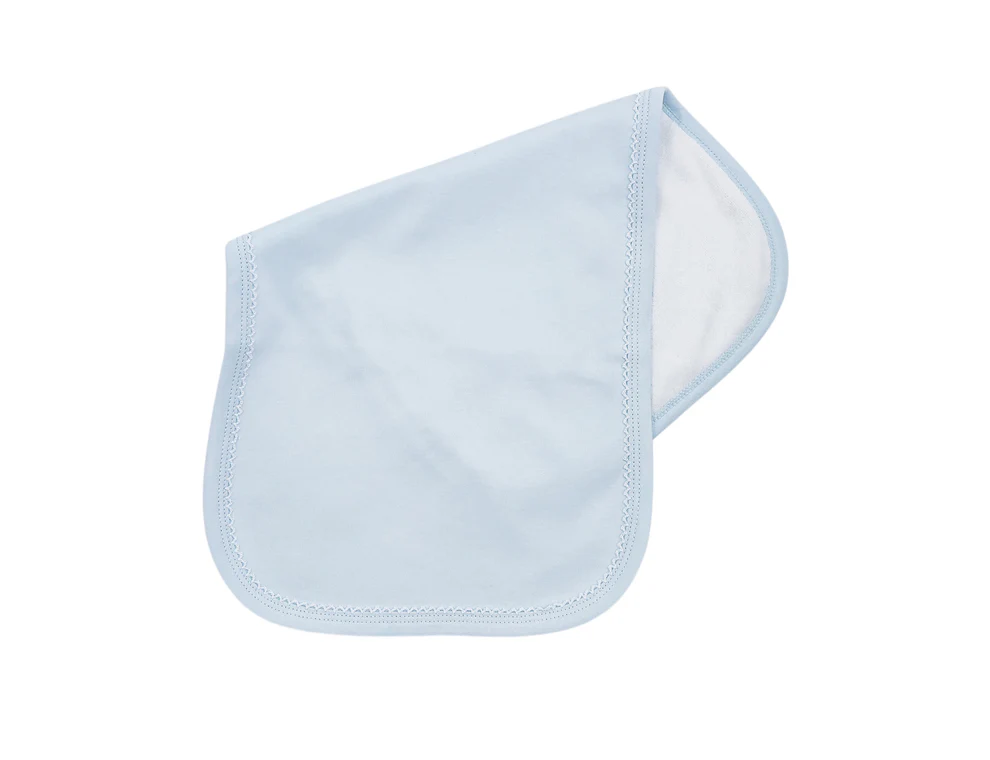 Blue w/White Picot Trim Burp Cloth