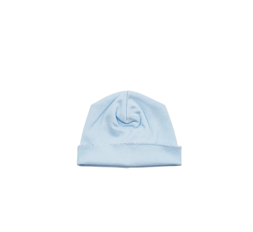 Blue w/White Picot Trim Hat