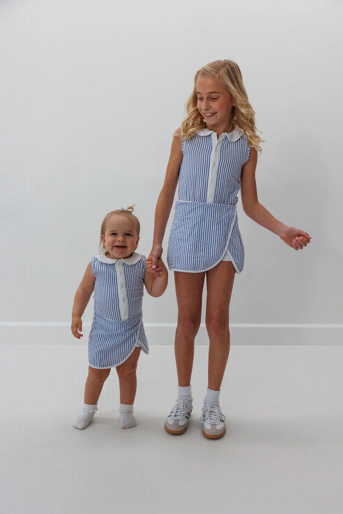 courtside kids - girls seersucker stripe court dress