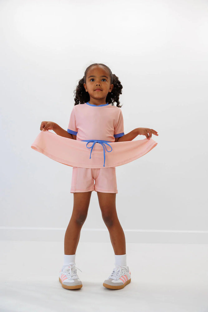 courtside kids - pink & blue tennis skort dress