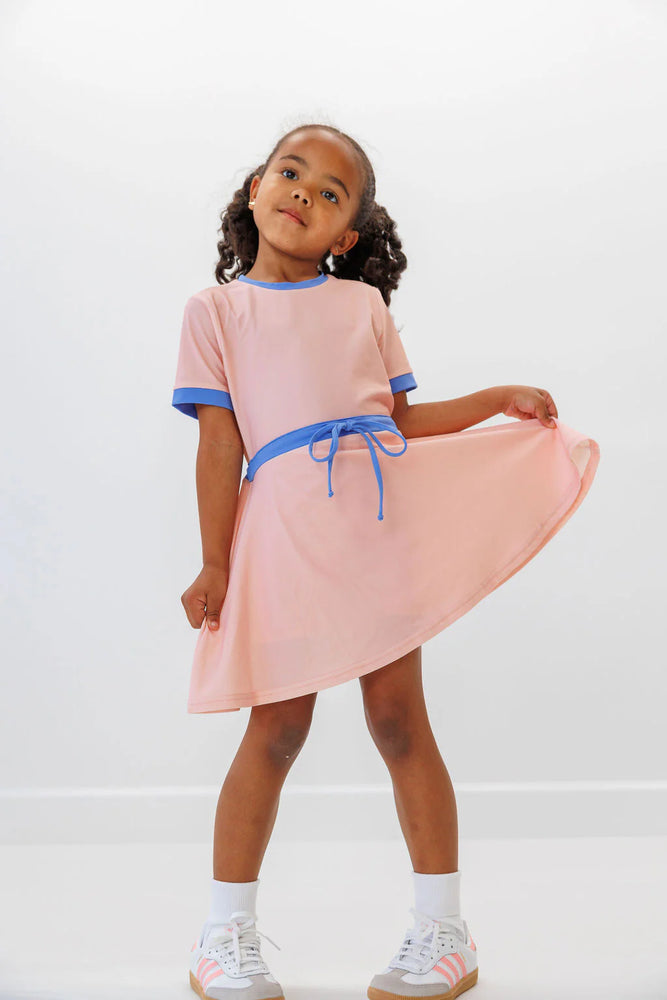 courtside kids - pink & blue tennis skort dress