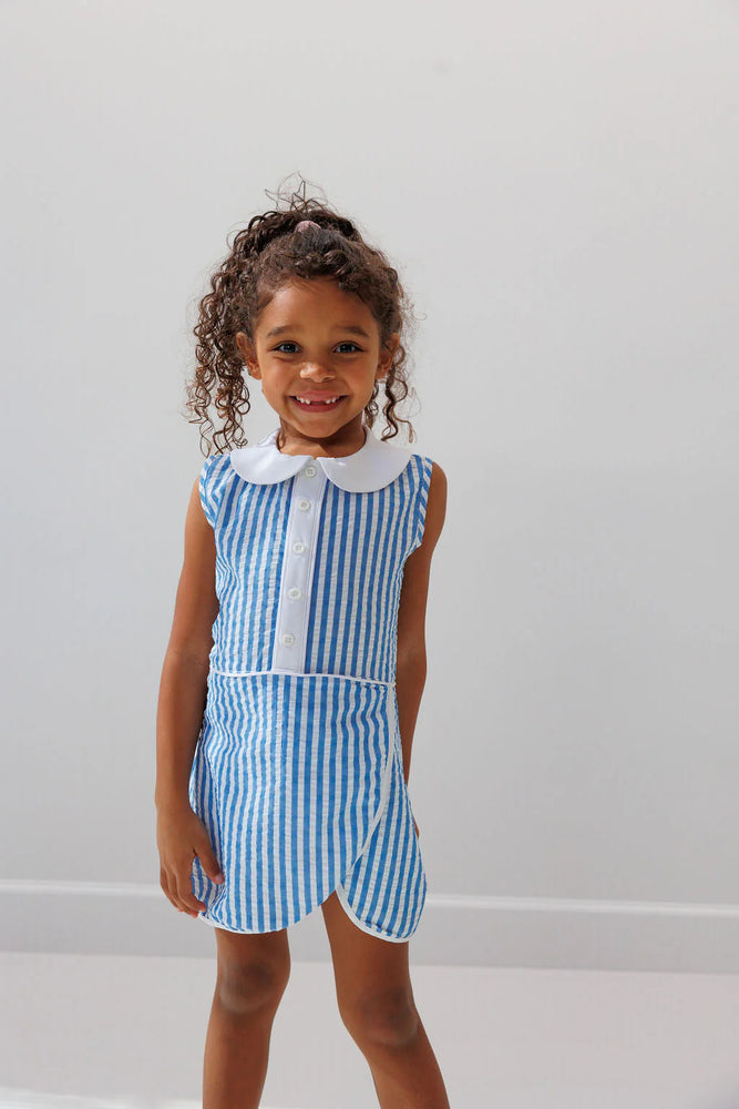 courtside kids - girls seersucker stripe court dress