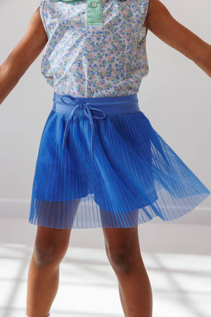 courtside kids - girls sky blue pleated skirt