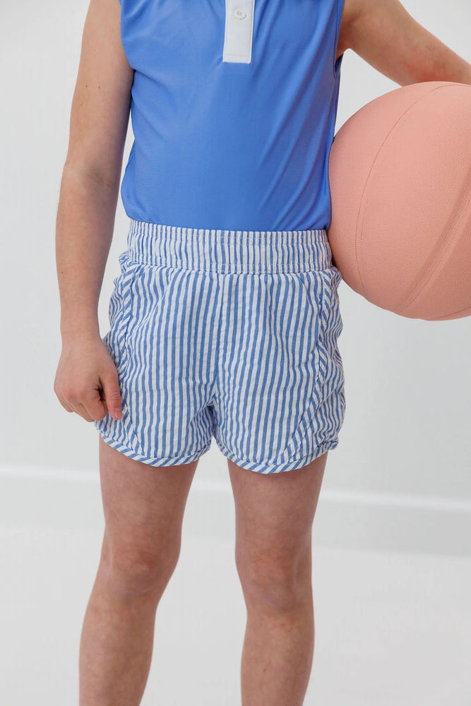 courtside kids - girls seersucker stripe tennis short