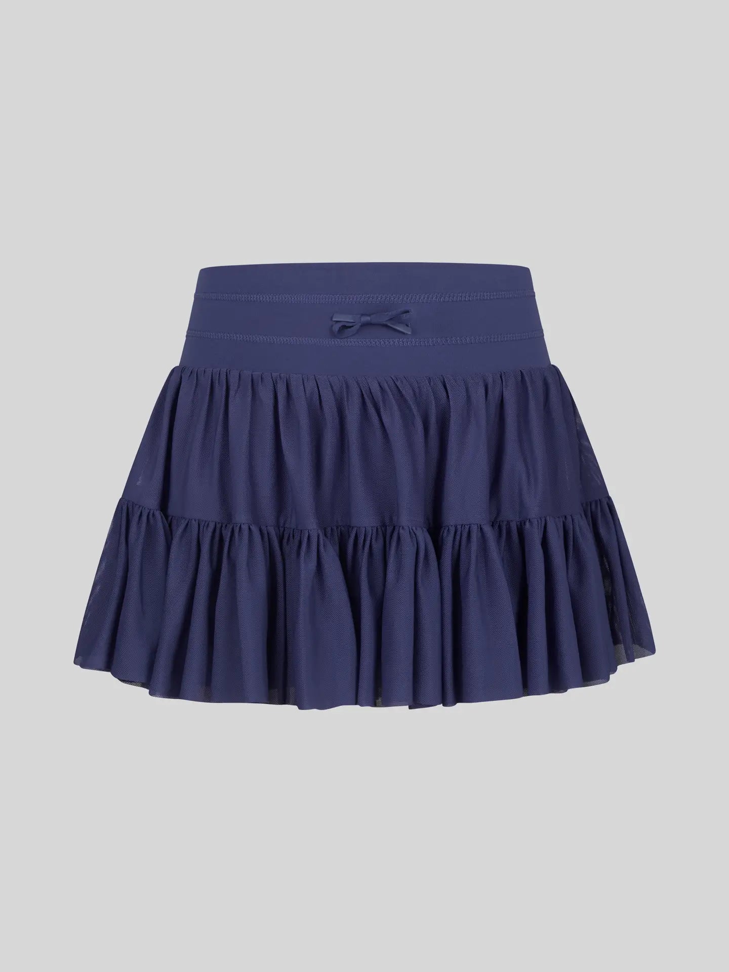 Navy Girls Mesh Double Tier Ruffle Skort with Inner Short