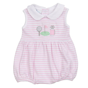 Magnolia Baby - Putting Green Applique Pink Collared Bubble